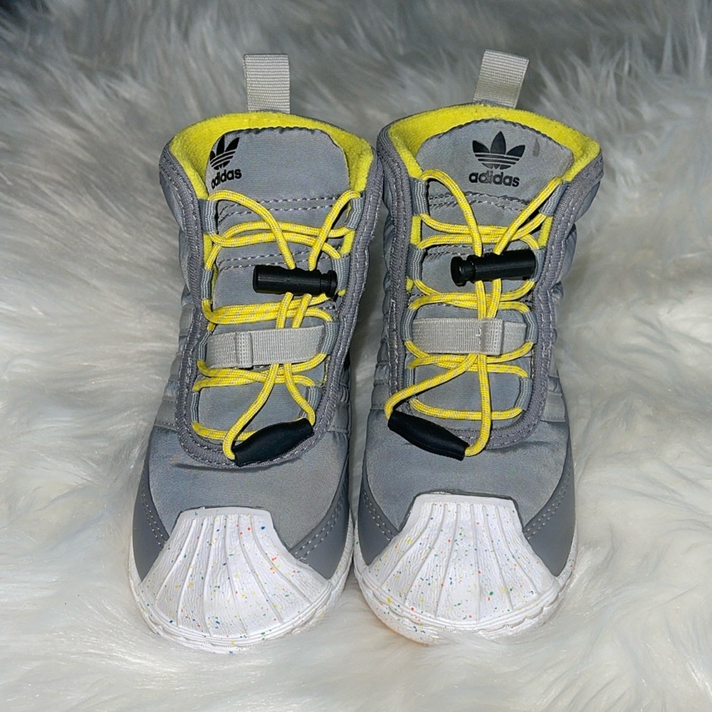 adidas Kids Gray and Yellow Rain Boots